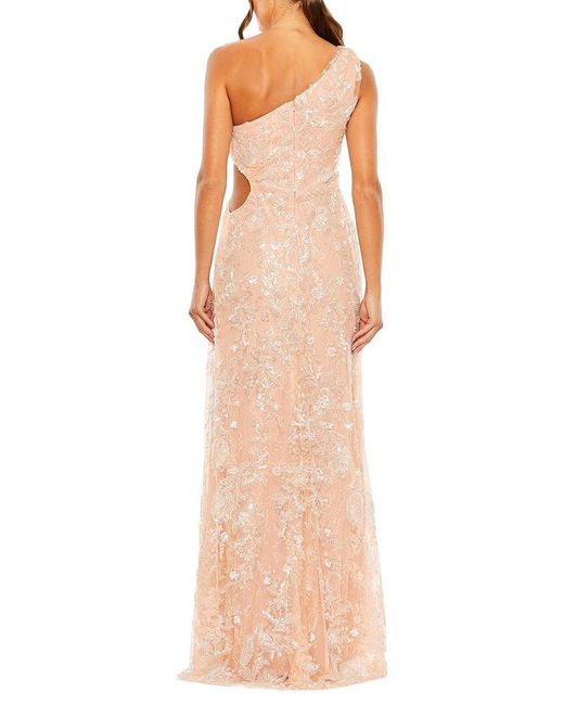 Mac Duggal Multicolor One Shoulder Side Cut Embellished Gown