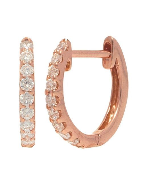 Nephora White 14k Rose Gold 0.18 Ct. Tw. Diamond Huggie Earrings
