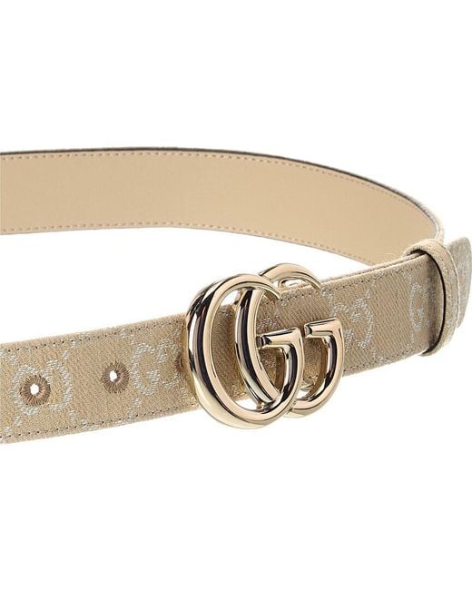 Gucci Gg Marmont Denim & Leather Belt in White | Lyst display picture 3