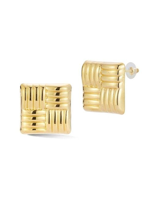 Glaze Jewelry Metallic Plated Bold Quilted Square Stud Earrings