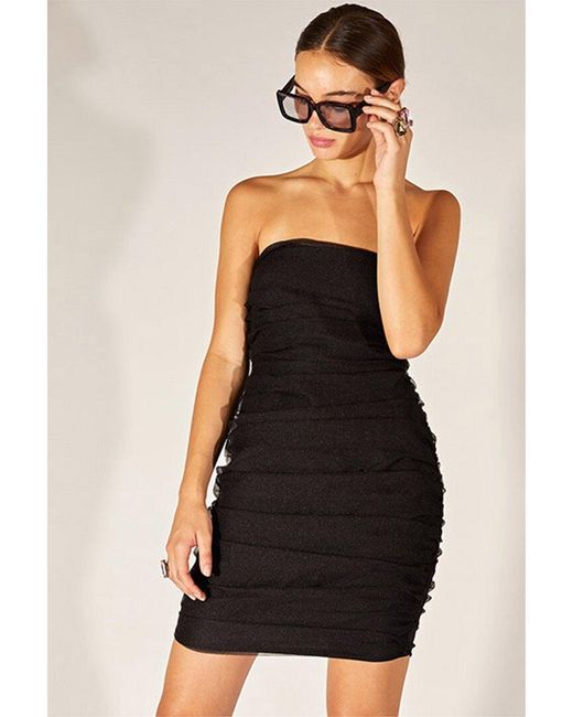 Cynthia Rowley Black Gigi Strapless Organza Mini Dress