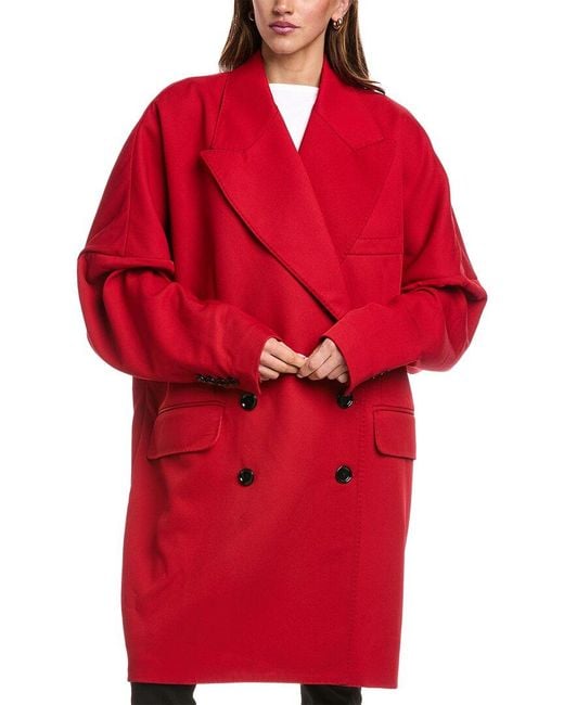 Dolce & Gabbana Red Oversized Wool-Blend Blazer Coat
