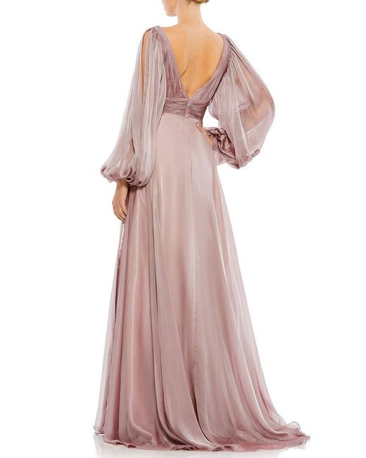 Mac Duggal Pink Chiffon Open Sleeve A-line Gown