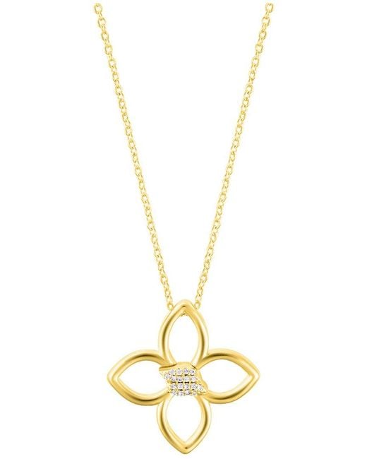 Adornia Metallic 14k Plated Cz Adjustable Outline Clover Necklace