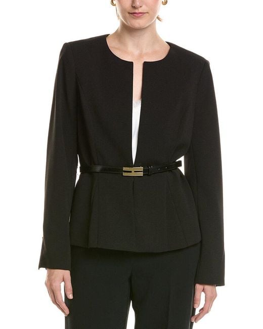 Halston Heritage Black Belted Topper