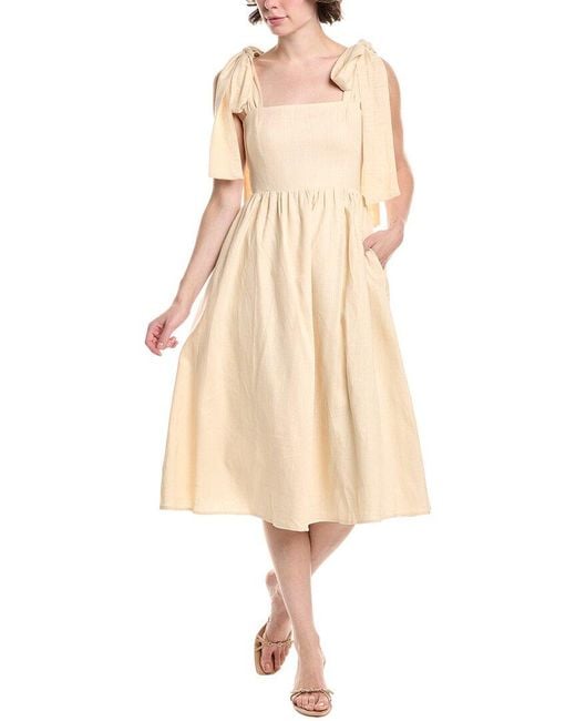Endless Rose Natural Linen-Blend Midi Dress