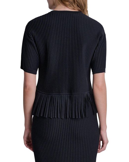 DKNY Blue Fringe Sweater