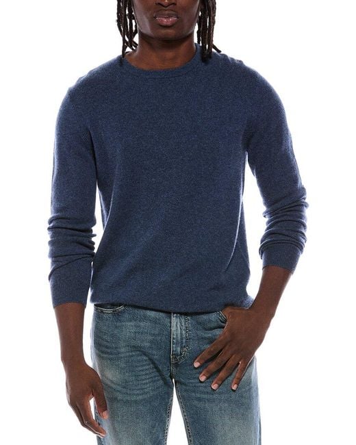 Autumn Cashmere Blue Basic 100% Cashmere Crewneck Sweater for men
