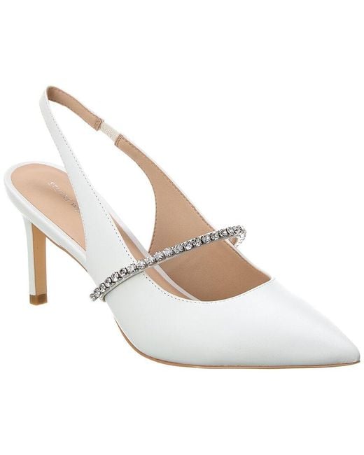 Stuart Weitzman White Crystalline 75 Leather Slingback Pump