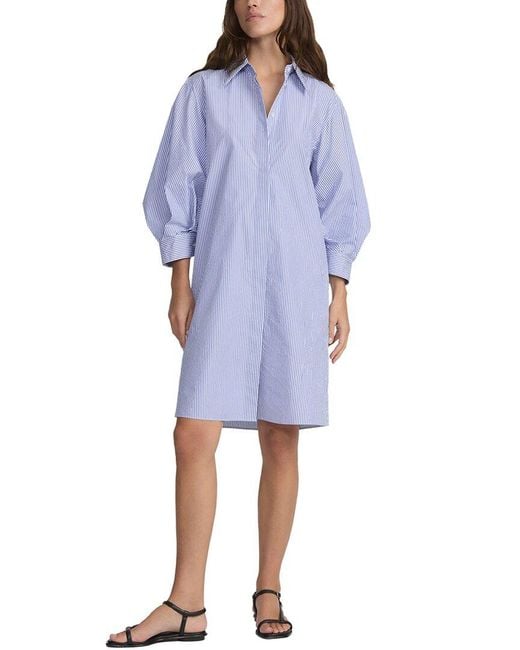 Lafayette 148 New York Blue Lantern Sleeve Shirtdress