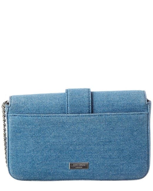 Jimmy Choo Blue Cheri Denim Wallet On Chain