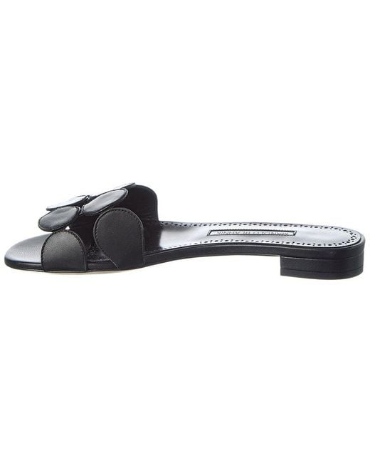 Manolo Blahnik Black Haribalmu Leather Sandal