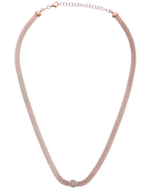 Meshmerise White 18k Gold Vermeil 0.06 Ct. Tw. Diamond Mesh Choker Necklace