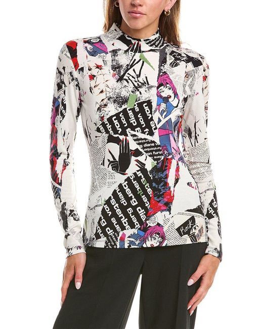 Diane von Furstenberg White Doha Wool-Blend Top