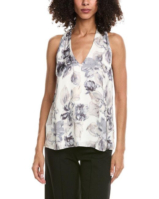 Tommy Bahama White Jeweled Blooms Satin Halter Top