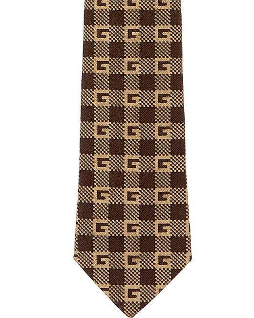 Gucci Metallic Brown Printed Silk Tie for men