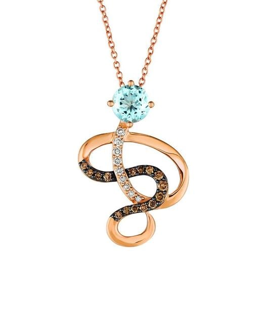 Le Vian White Chocolatier 14k Strawberry Gold 0.84 Ct. Tw. Diamond & Aquamarine Pendant Necklace