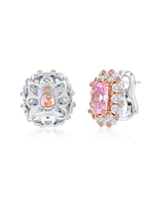 Suzy Levian CZ Jewelry Pink Suzy Levian Gala Collection Cz Stud Earrings