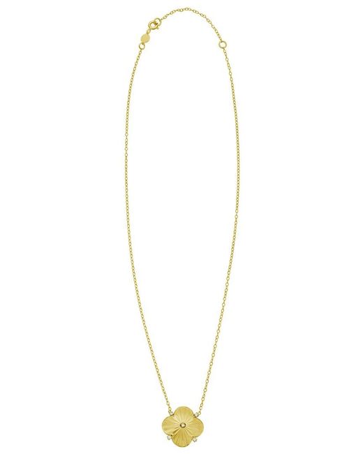 Italian Gold Metallic 14K 0.08 Ct. Tw. Diamond Floral Necklace