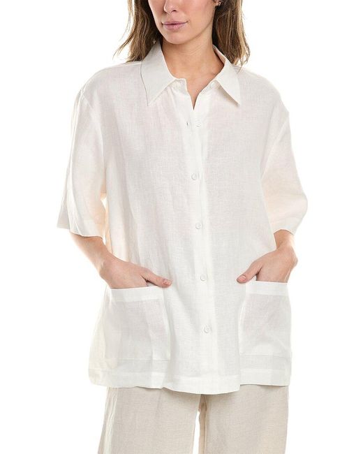 Cynthia Rowley Isola Linen Camp Shirt in White