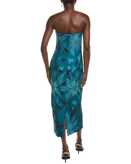 Rene Ruiz Blue Strapless Straight Across Midi Dress