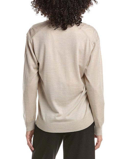 Theory Natural V-Neck Wool Cardigan
