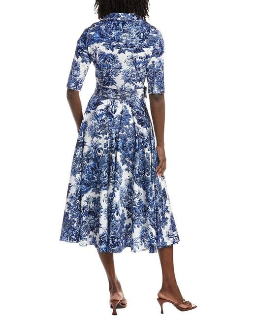 Samantha Sung Blue Amber Arabian Night Toile Midi Shirtdress