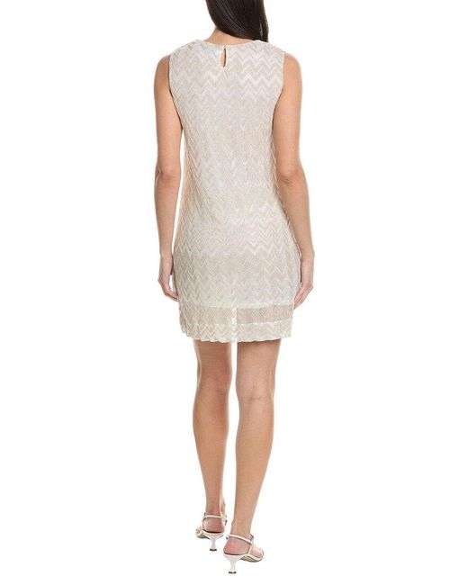 Missoni White Missoni Metallic Zigzag Print Shift Dress