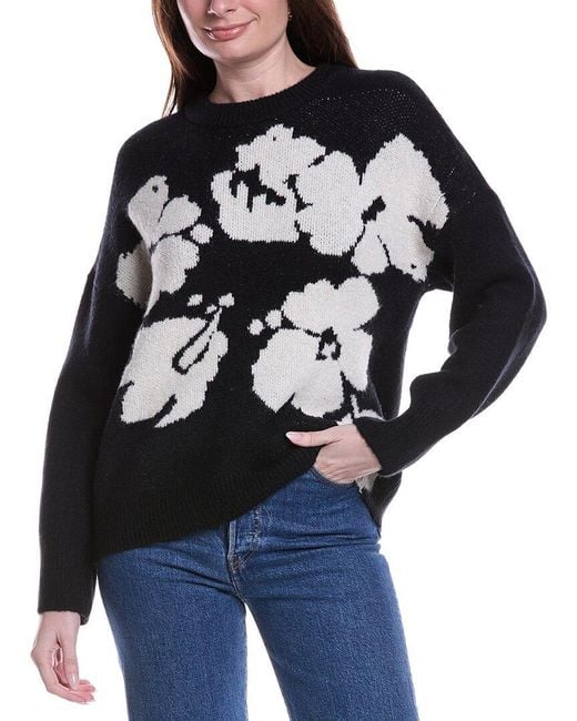Vince Camuto Blue Flower Motif Sweater