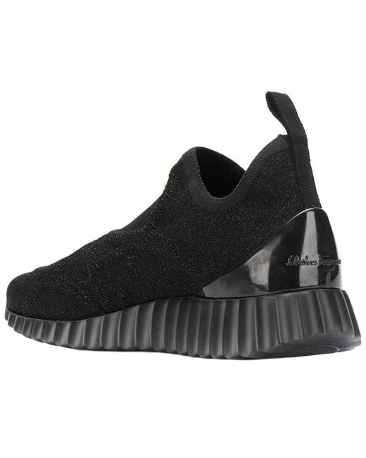 Ferragamo Black Wave Leather Sneaker