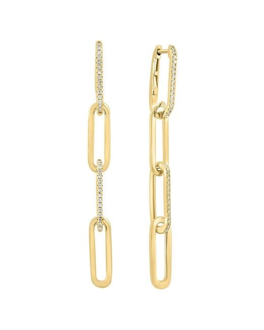 Effy Fine Jewelry Metallic 14K 0.16 Ct. Tw. Diamond Earrings