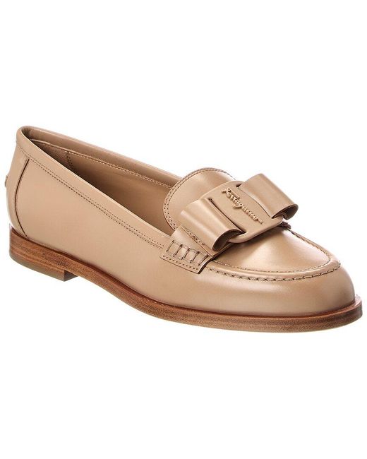 Ferragamo Natural Viva Leather Loafer