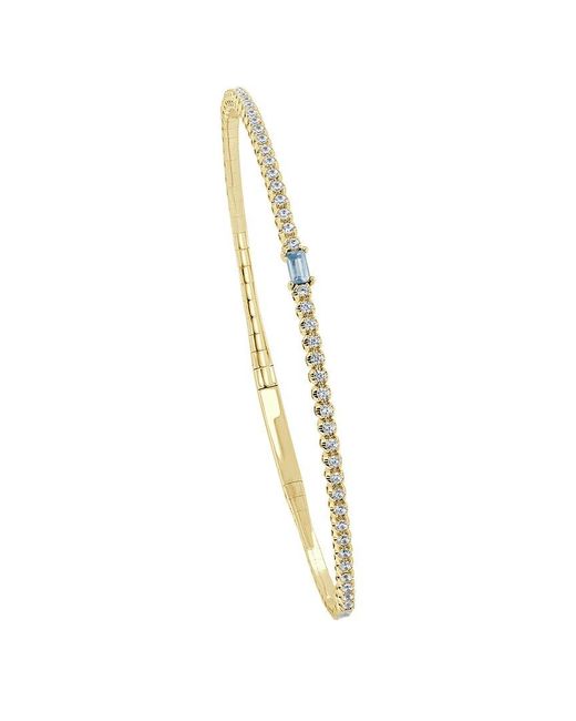 Sabrina Designs Metallic 14k 0.50 Ct. Tw. Diamond & Aquamarine Flexible Bangle Bracelet
