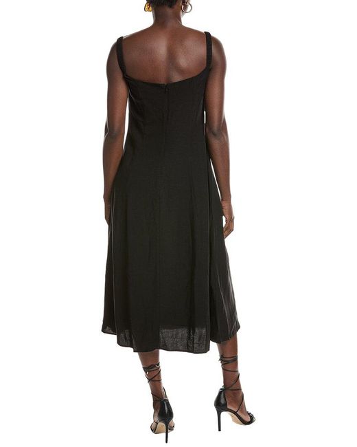 O.P.T Black O.P.T Courtney Linen-Blend Midi Dress