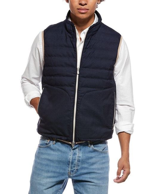 Brunello Cucinelli Blue Wool Puff Vest for men