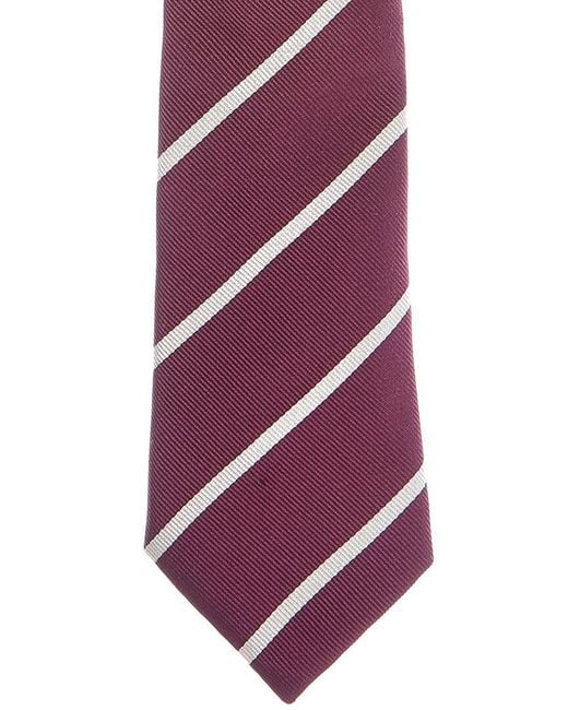 Brunello Cucinelli Purple Burgundy Stripe Silk Tie for men
