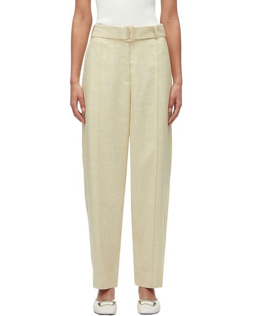 3.1 Phillip Lim Green Tailored Belted Tapered Linen-Blend Trouser