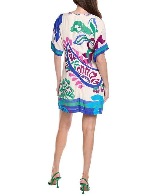 Johnny Was Blue Tate Silk-Blend Shift Dress