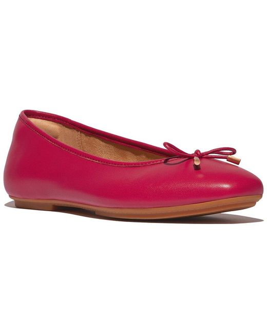 Fitflop Red Delicato Bow Leather Ballet Flat