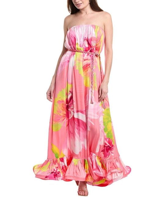 Hemant & Nandita Pink Braided Belt Maxi Dress