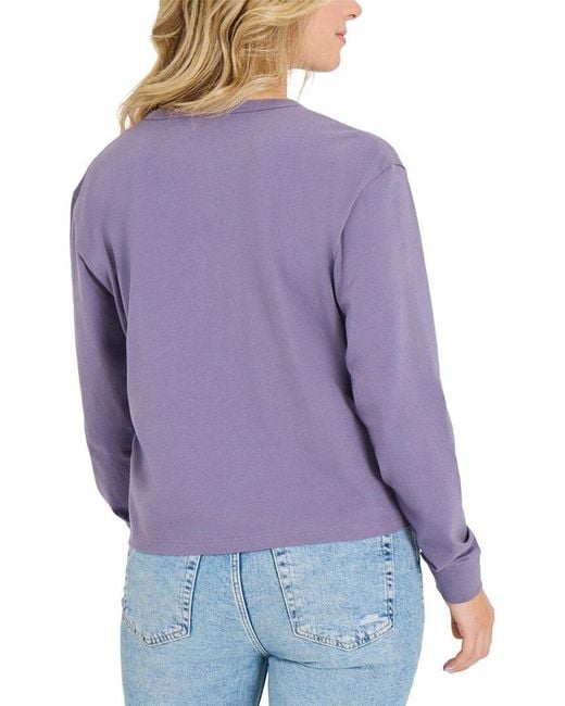 Life Is Good. Purple Long Sleeve Boxy Crusher T-Shirt