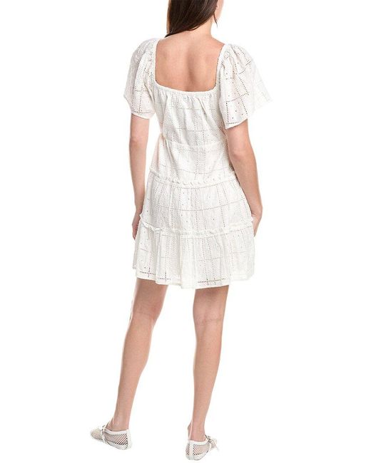 Ganni White Embroidered Mini Dress