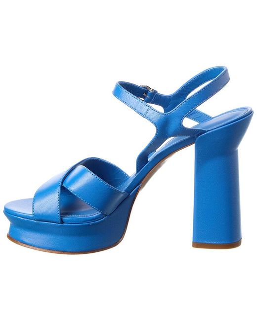Ferragamo Blue Sonya Leather Platform Sandal