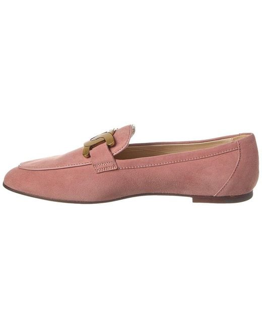 Tod's Pink Kate Suede & Leather Loafer