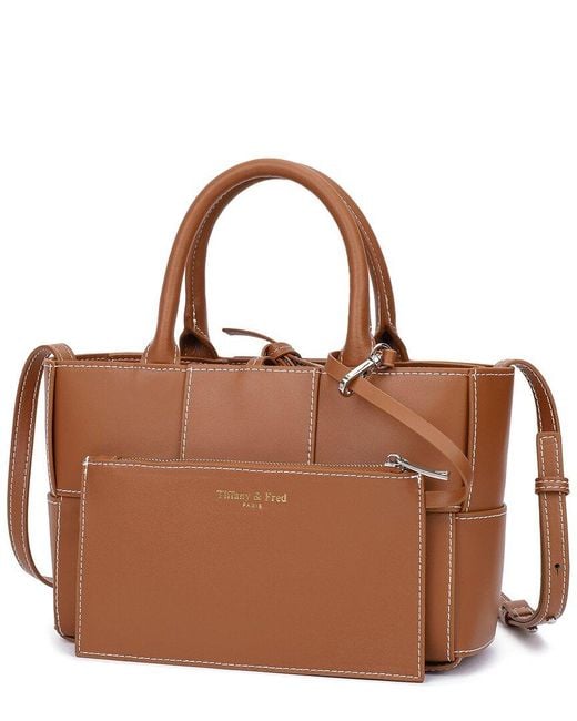 Tiffany & Fred Paris Brown Woven Leather Top Handle Bag
