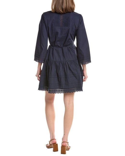 Julia Jordan Blue Poplin 3/4 Sleeve Mini Dress