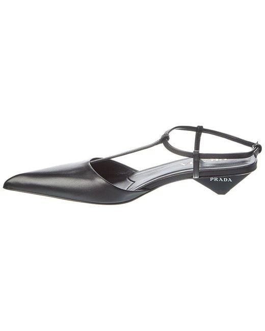 Prada Metallic Leather Pointy-Toe Slingback Pump