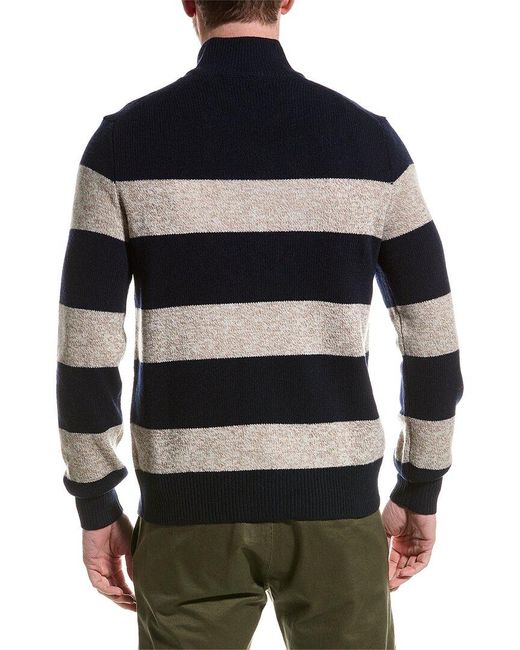 Brooks Brothers Blue Stripe Wool 1/2-zip Pullover for men