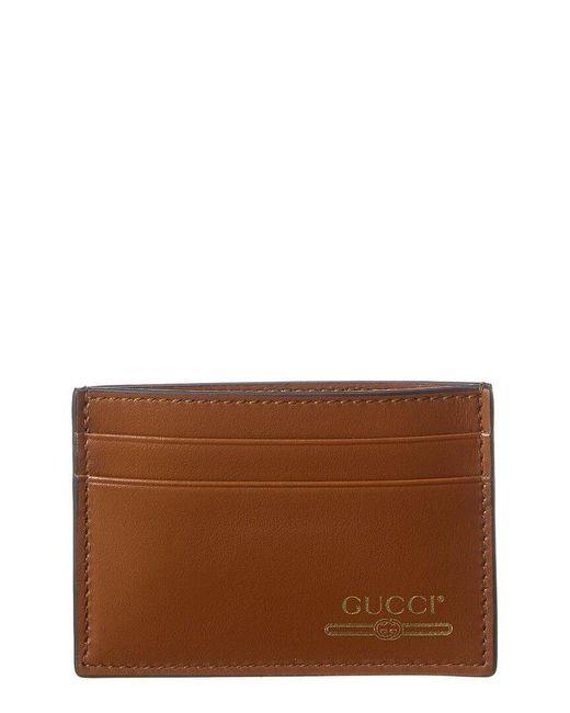 Gucci Brown Money Clip Leather Card Holder for men