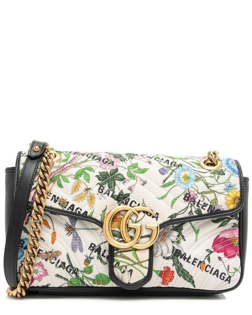 Gucci Multicolor Gg Canvas & Leather Flora Gg Marmont The Hacker Project Small Flap Shoulder Bag (Authentic Pre